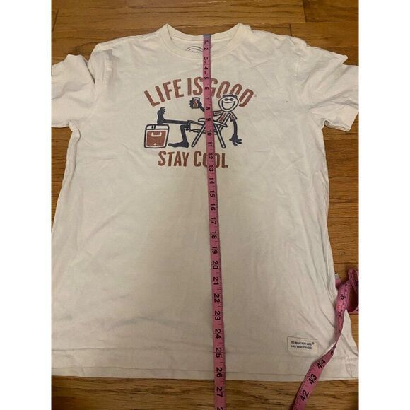 Life Is Good "Stay Cool" Graphic T-Shirt White Short Sleeve Cotton Men's Size M - Picture 6 of 8